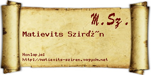 Matievits Szirén névjegykártya